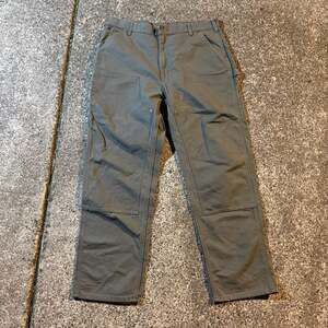 Vintage Carhartt B136 MOS Moss Green Washed Duck Double-Front Dungaree 40 x 34